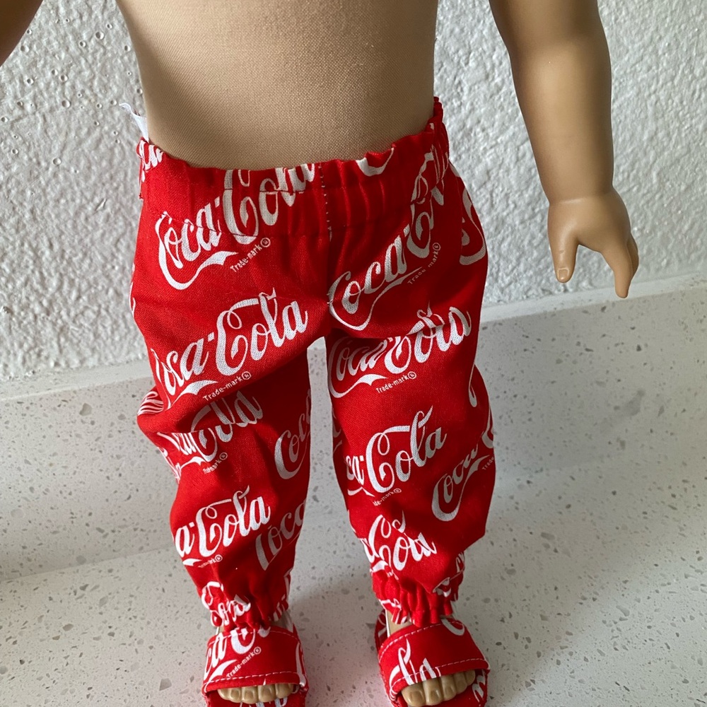 18” Inch Doll Coca Cola Red Pajama Bottoms With Matching Shoes
